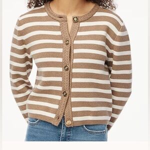 New - J.Crew  Striped 100% Cotton Cardigan Sweater